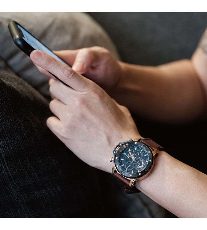 Chronograph Watch with Tang Buckle 9205MCLBRBA - Kamal Watch Company