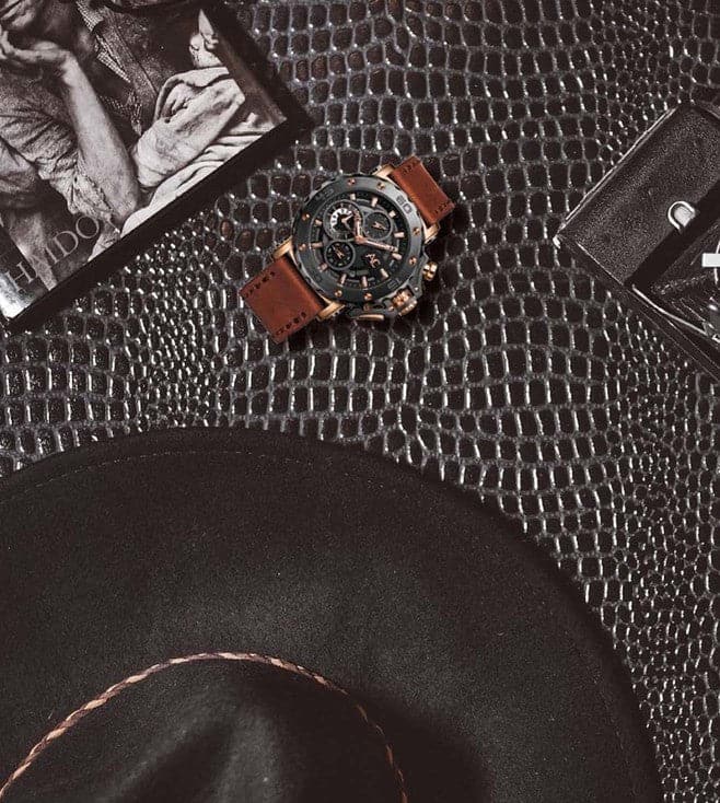 Chronograph Watch with Tang Buckle 9205MCLBRBA - Kamal Watch Company