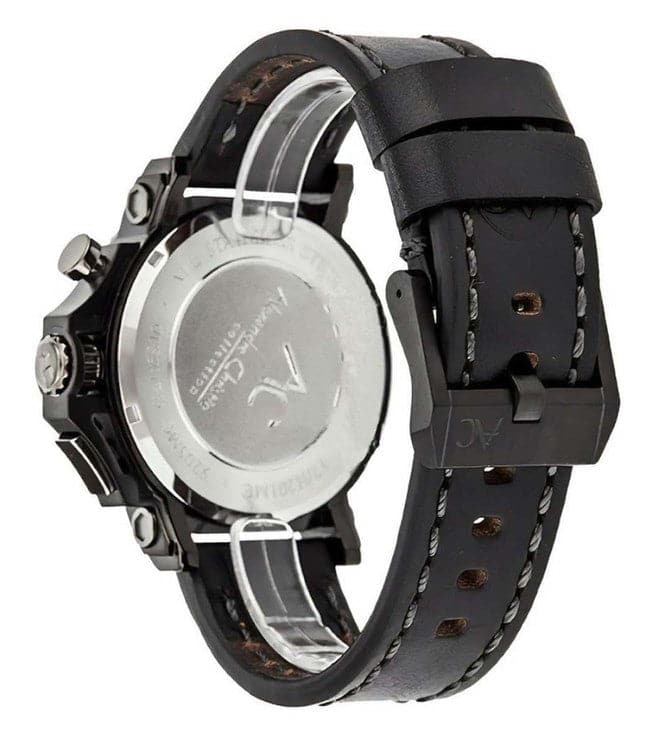Alexandre Christie Mens 47 mm Chronograph Black Dial Leather Analogue Watch - 9205MCLEPBA - Kamal Watch Company