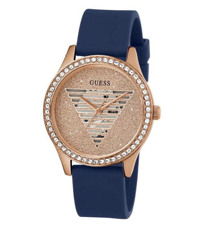 ROSE GOLD TONE CASE BLUE SILICONE WATCH - Kamal Watch Company