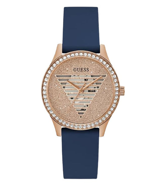 ROSE GOLD TONE CASE BLUE SILICONE WATCH - Kamal Watch Company