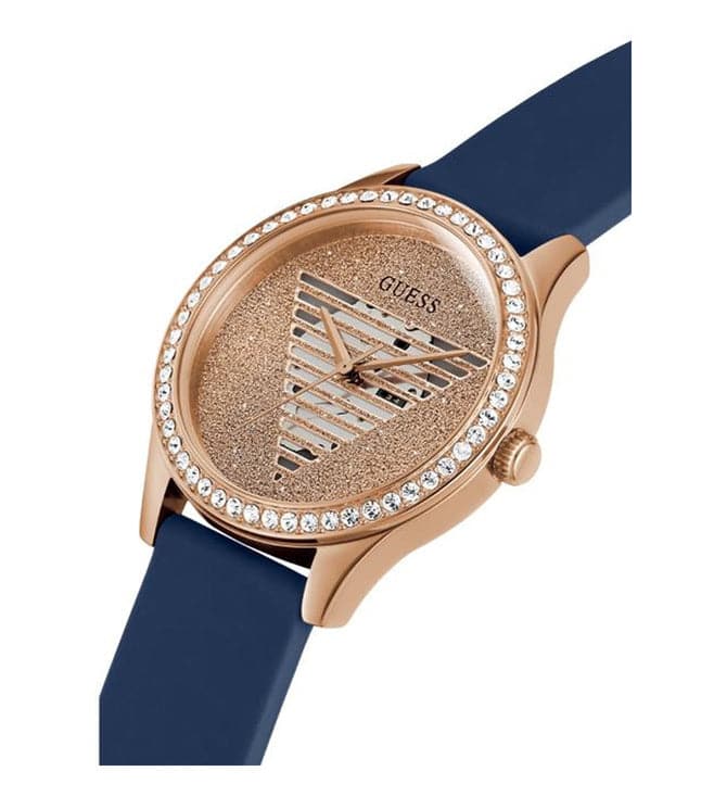 ROSE GOLD TONE CASE BLUE SILICONE WATCH - Kamal Watch Company
