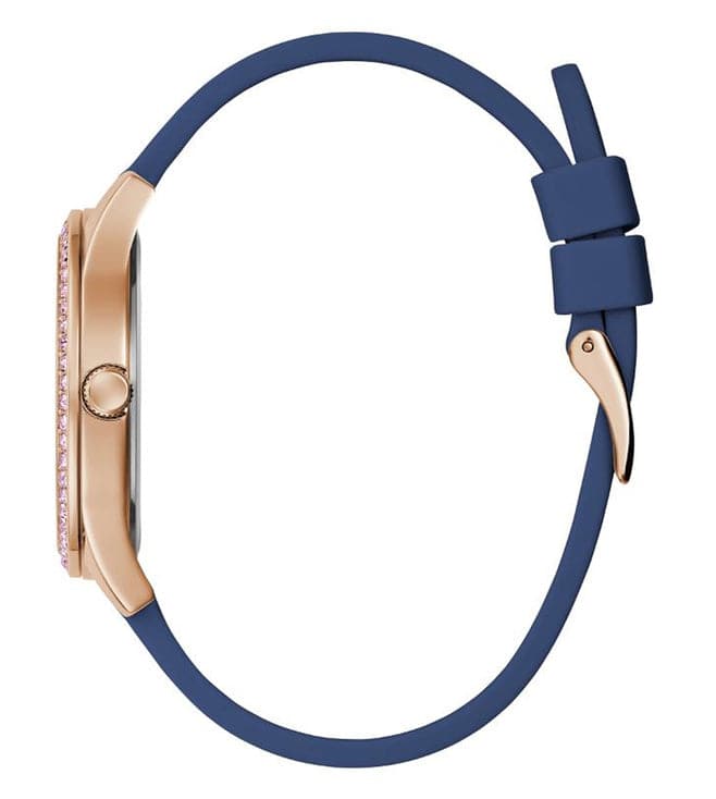 ROSE GOLD TONE CASE BLUE SILICONE WATCH - Kamal Watch Company
