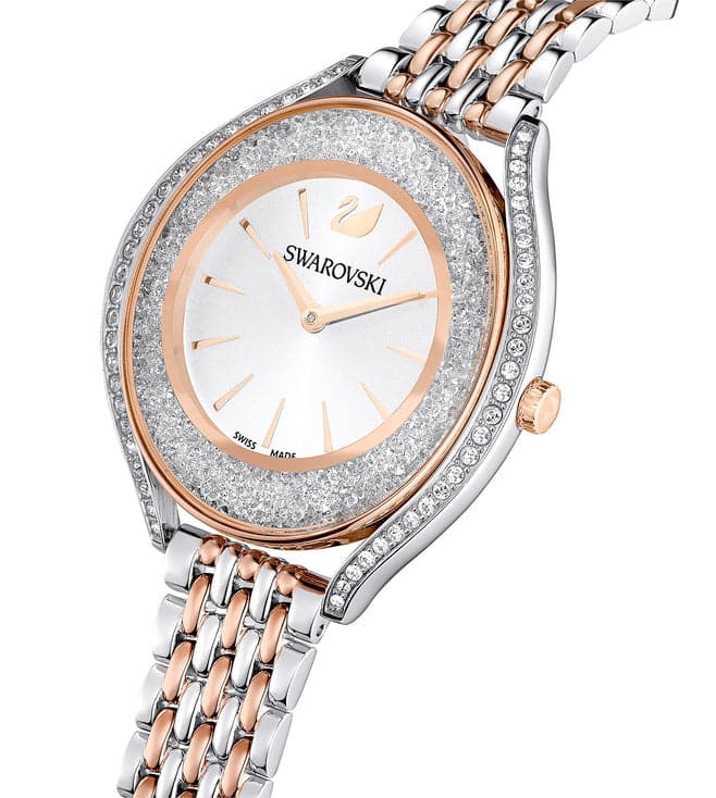 Crystalline Aura watch Swiss Made Metal bracelet Silver tone Stainless  steel