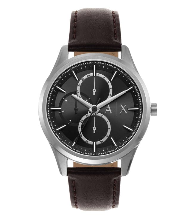 Armani Exchange Quartz 42 mm Black Dial Leather Analog Watch for Men - AX1868I - Kamal Watch Company
