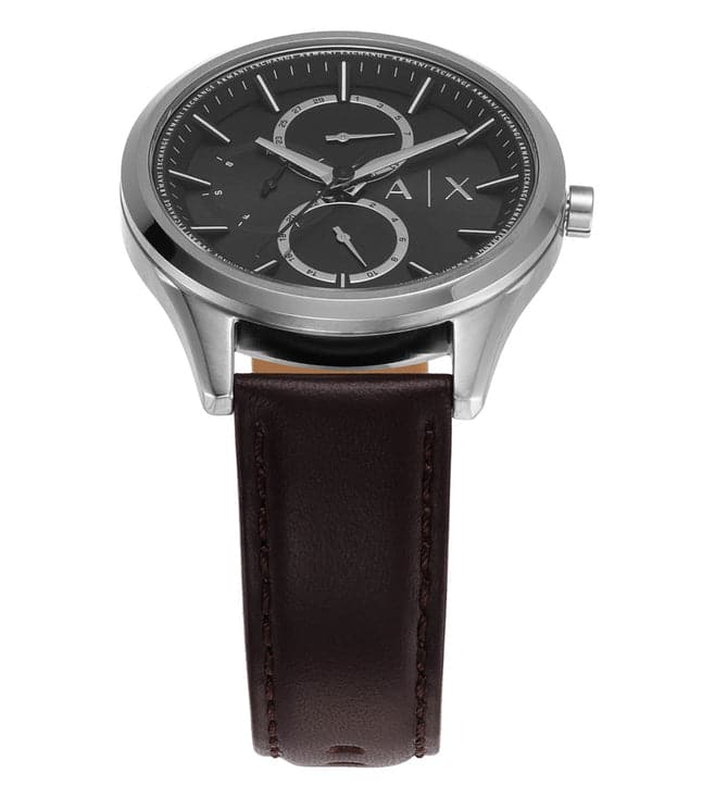Armani Exchange Quartz 42 mm Black Dial Leather Analog Watch for Men - AX1868I - Kamal Watch Company