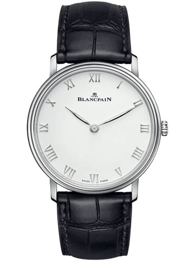 Blancpain Villeret White Dial Black Strap Men's Watch 6605 1127 55B - Kamal Watch Company