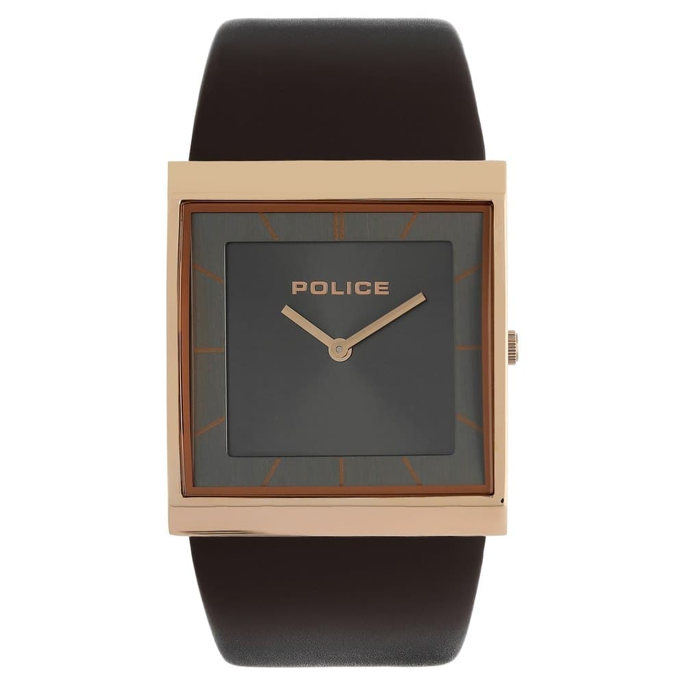 Police Grey Dial Brown Leather Strap Men's Watch PL15395USR61 - Kamal Watch Company