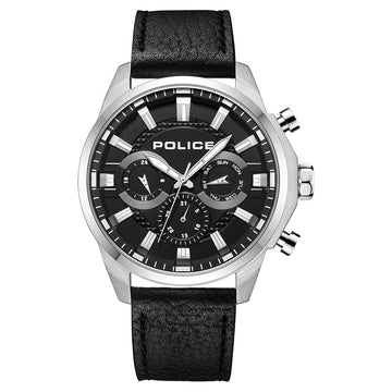 POLICE Menelik Black Leather Strap PLPEWJF2204207 - Kamal Watch Company