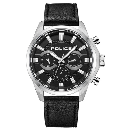 POLICE Menelik Black Leather Strap PLPEWJF2204207 - Kamal Watch Company