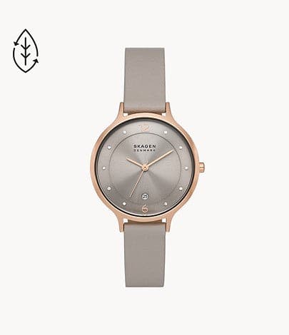 SKAGEN Anita Three-Hand Date Greystone Eco Leather Watch SKW3056I - Kamal Watch Company