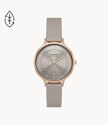 SKAGEN Anita Three-Hand Date Greystone Eco Leather Watch SKW3056I - Kamal Watch Company