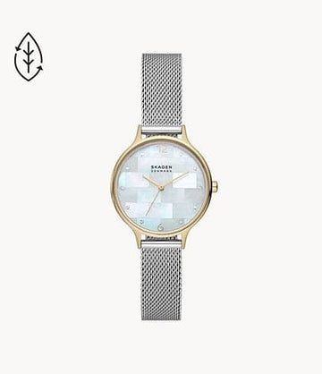 SKAGEN Anita Lille Three-Hand Silver Stainless Steel Mesh Watch SKW3057i - Kamal Watch Company