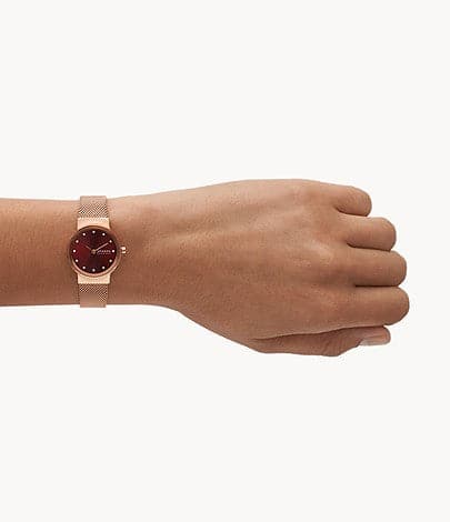 Skagen Freja Lille Two-Hand Rose Gold Stainless Steel Mesh Watch SKW3067I - Kamal Watch Company