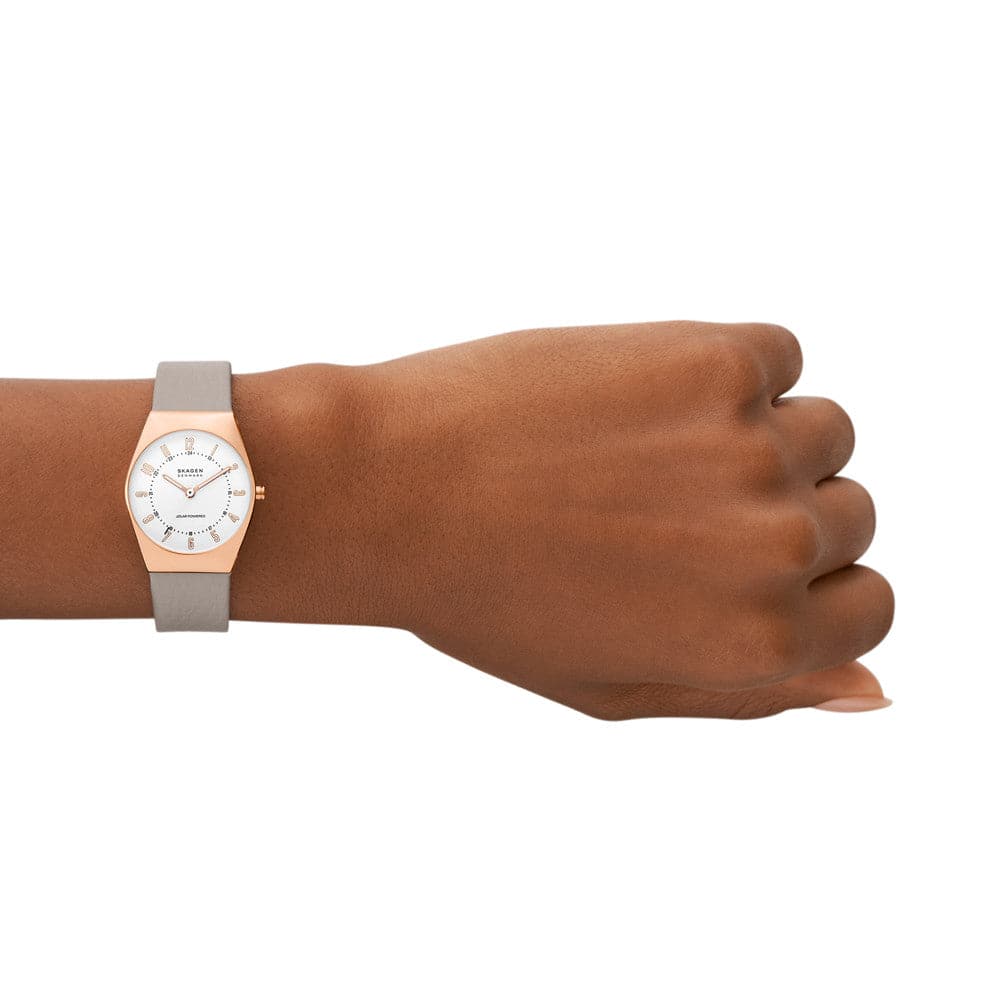 Grenen Lille Solar-Powered Greystone Leather Watch - Kamal Watch Company