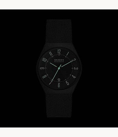 SKAGEN Grenen Three-Hand Date Midnight Stainless Steel Mesh Watch SKW6817I - Kamal Watch Company