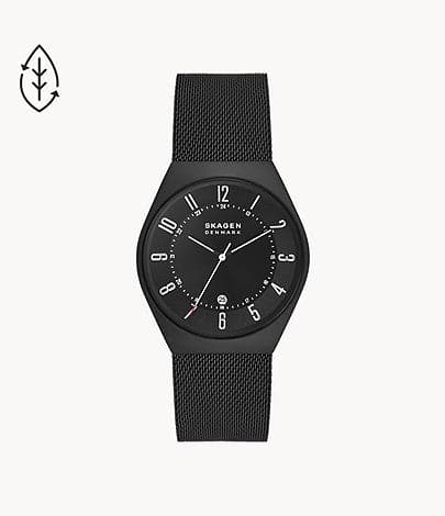 SKAGEN Grenen Three-Hand Date Midnight Stainless Steel Mesh Watch SKW6817I - Kamal Watch Company