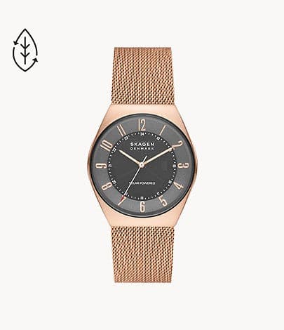 SKAGEN Grenen Solar-Powered Rose Gold Stainless Steel Mesh Watch SKW6835I - Kamal Watch Company