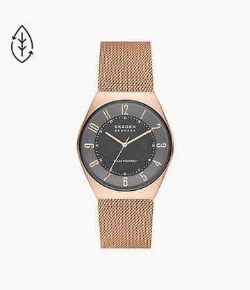 SKAGEN Grenen Solar-Powered Rose Gold Stainless Steel Mesh Watch SKW6835I - Kamal Watch Company