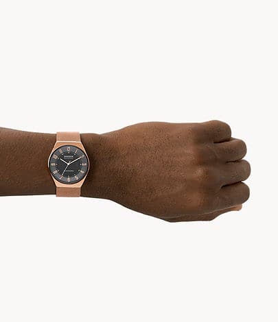 SKAGEN Grenen Solar-Powered Rose Gold Stainless Steel Mesh Watch SKW6835I - Kamal Watch Company