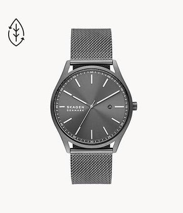 SKAGEN Holst Three-Hand Date Charcoal Stainless Steel Mesh Watch SKW6844I - Kamal Watch Company