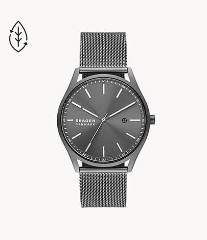 SKAGEN Holst Three-Hand Date Charcoal Stainless Steel Mesh Watch SKW6844I - Kamal Watch Company