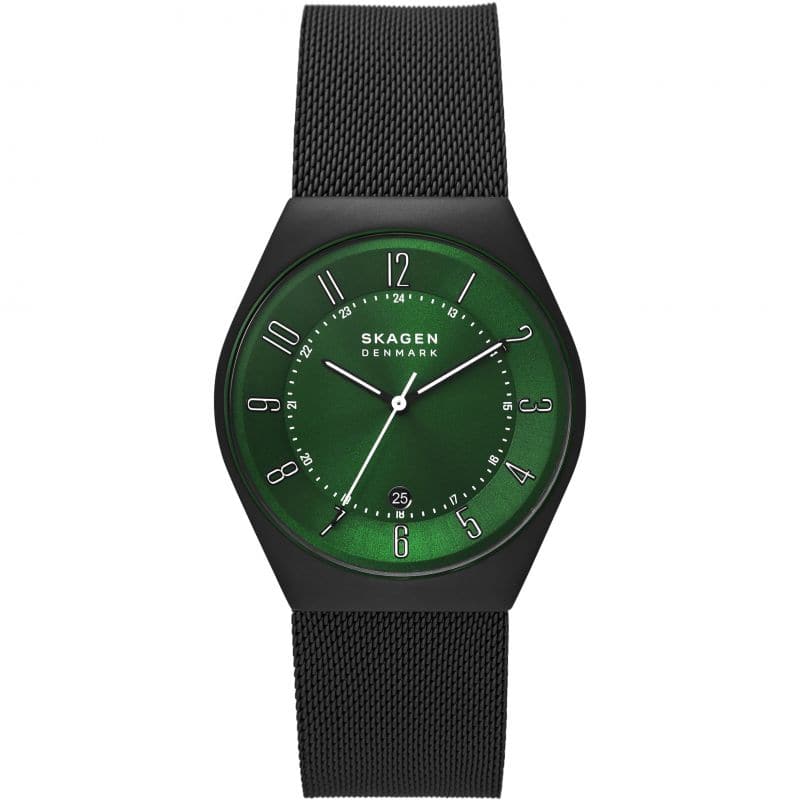 Skagen Grenen Three-Hand Date Midnight Stainless Steel Mesh Watch SKW6857I - Kamal Watch Company