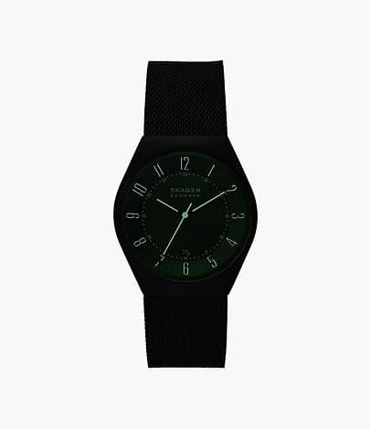 Skagen Grenen Three-Hand Date Midnight Stainless Steel Mesh Watch SKW6857I - Kamal Watch Company