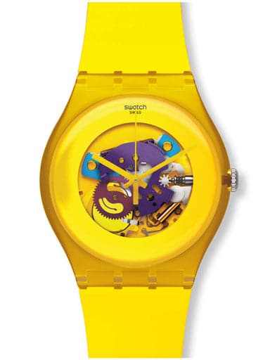SWATCH NEW GENT LACQUERED YELLOW LACQUERED SUOJ100 - Kamal Watch Company