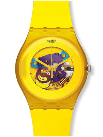 SWATCH NEW GENT LACQUERED YELLOW LACQUERED SUOJ100 - Kamal Watch Company