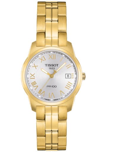 Tissot Women's PR 100 Gold-Tone Silver Dial Watch - Kamal Watch Company