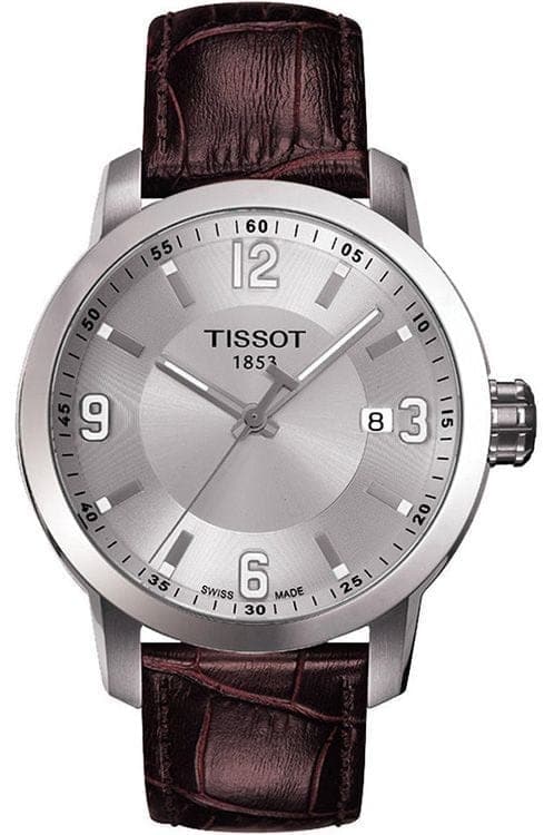 TISSOTPRC 200 Quartz Silver Dial Brown Leather Men's Watch T055.410.16.037.00 - Kamal Watch Company