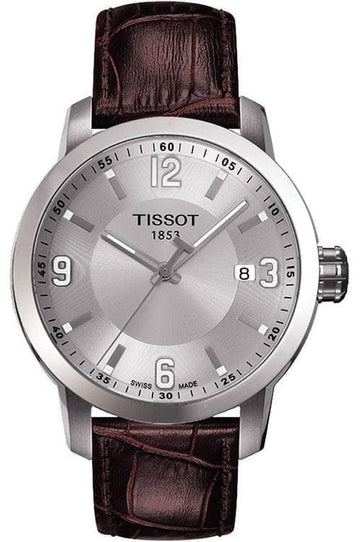TISSOTPRC 200 Quartz Silver Dial Brown Leather Men's Watch T055.410.16.037.00 - Kamal Watch Company