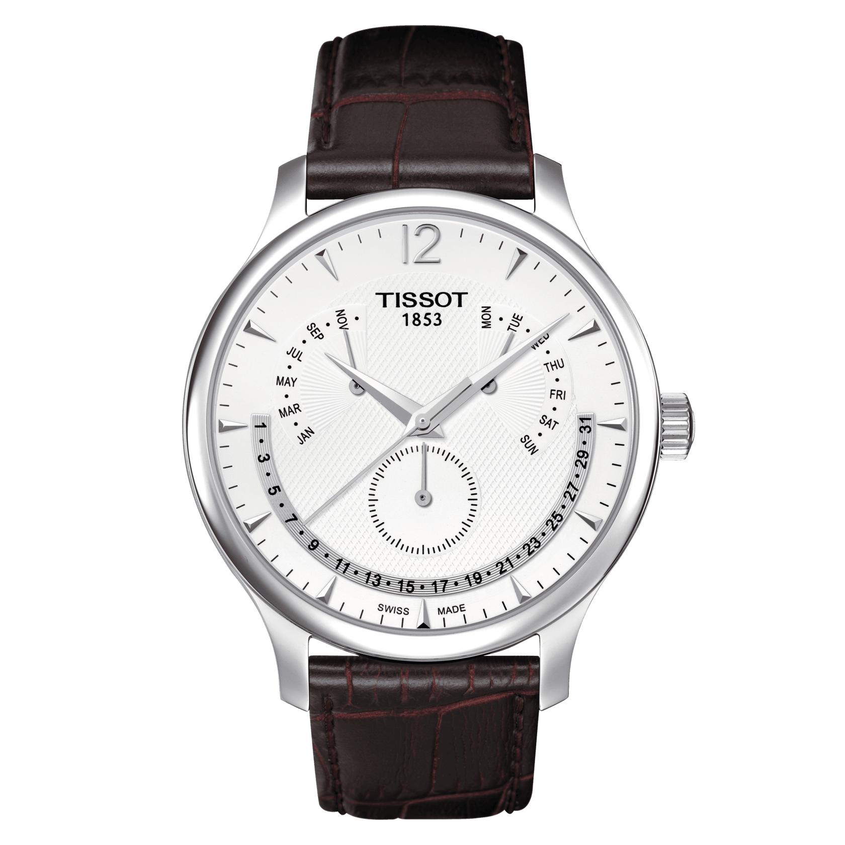 Tissot T Classic Tradition Perpetual Calendar Silver Dial Men's Watch - Kamal Watch Company