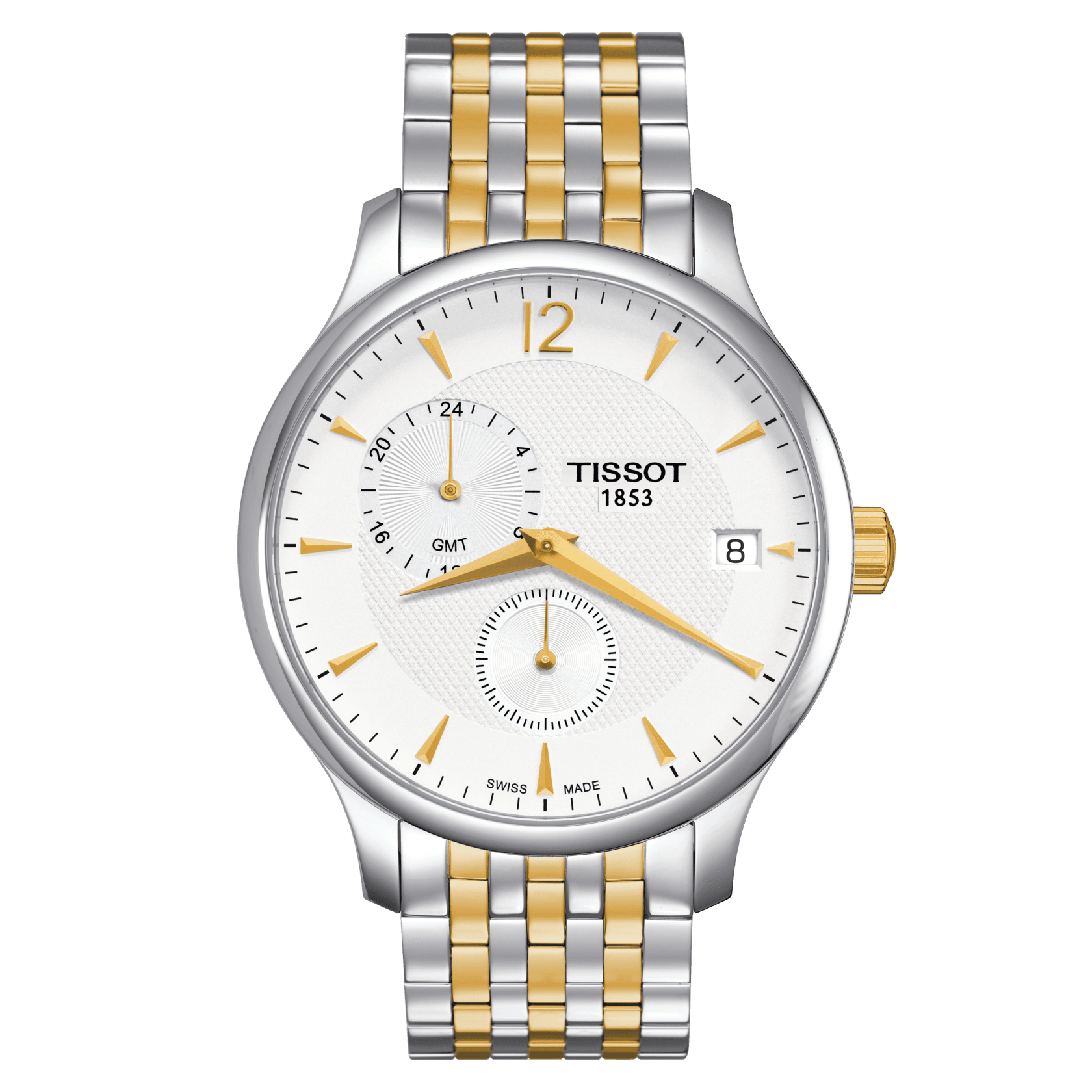 Tissot Tradition GMT Silver Dial Two-tone Men's Watch - Kamal Watch Company