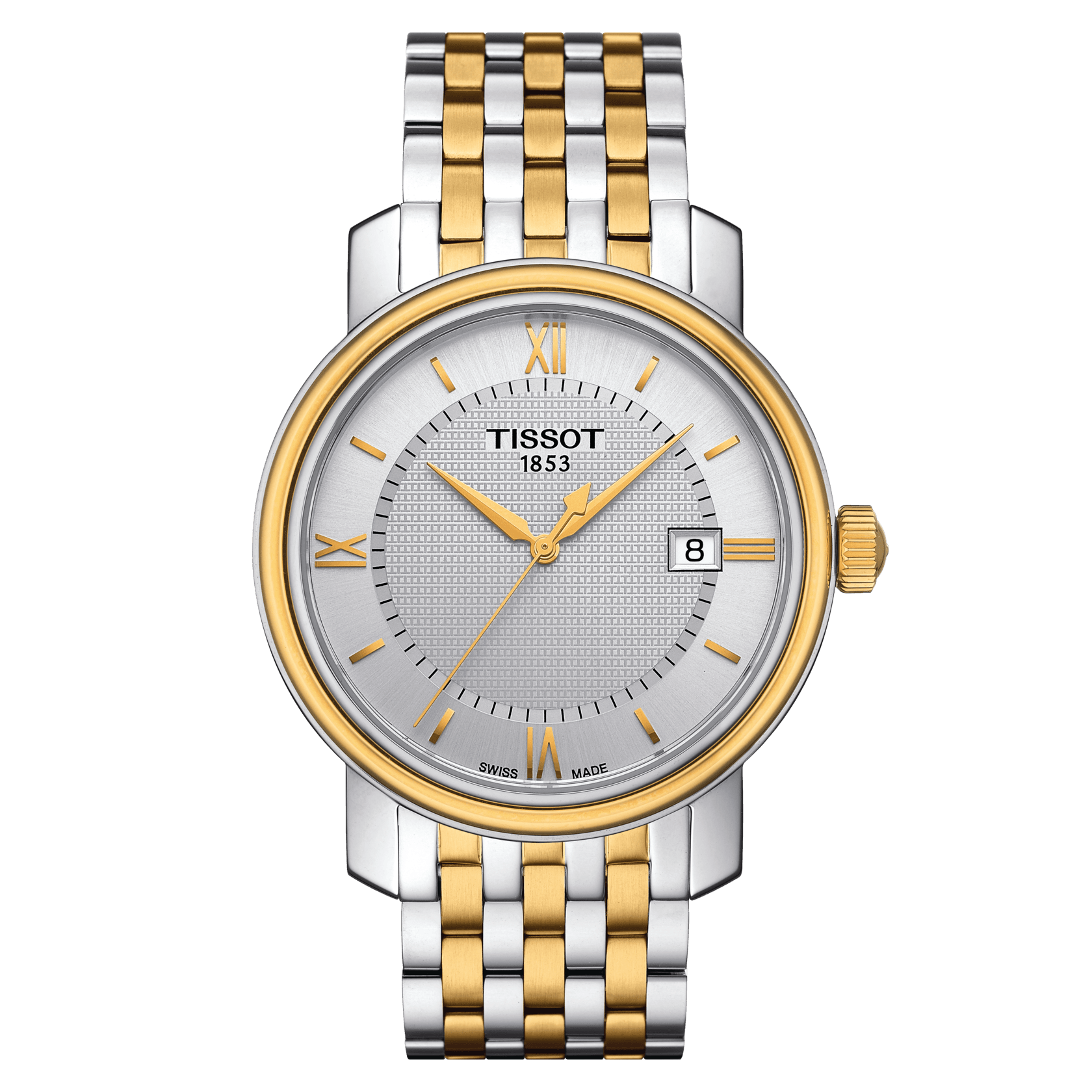 Tissot Bridgeport Quartz Silver Dial Steel & Yellow Gold PVD Men's Watch - Kamal Watch Company