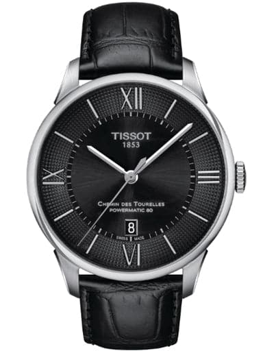 Tissot Chemin Des Tourelles Powermatic 80 Leather Black Dial Men's Watch - Kamal Watch Company