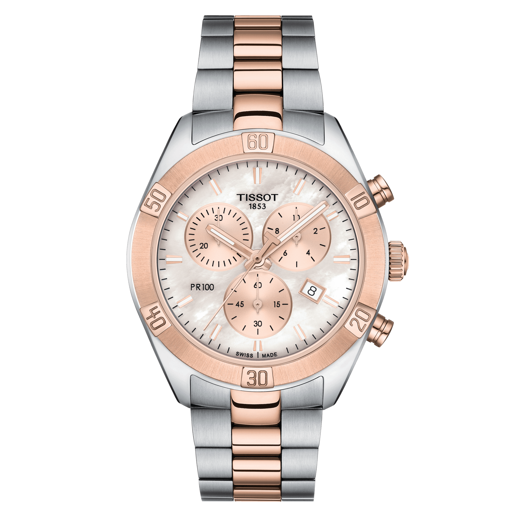 Tissot  PR100 Sport Chic Chronograph Pink MOP Women's Watch - Kamal Watch Company