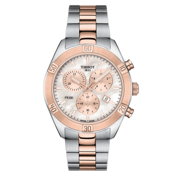 Tissot  PR100 Sport Chic Chronograph Pink MOP Women's Watch - Kamal Watch Company