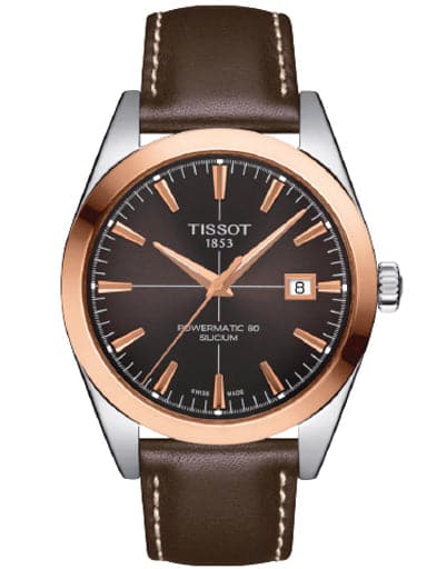 Tissot Gentleman Powermatic 80 Silicium Solid 18K Gold bezel Watch - Kamal Watch Company