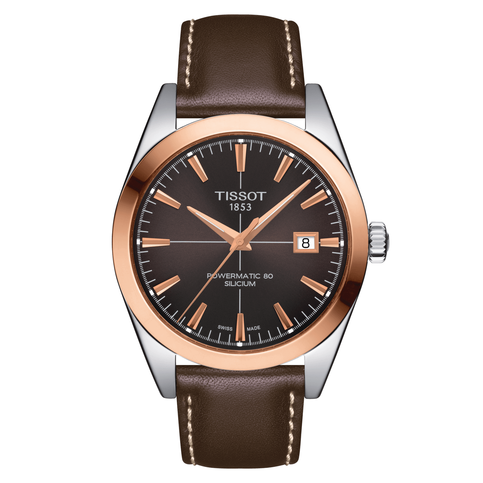 Tissot Gentleman Powermatic 80 Silicium Solid 18K Gold bezel Watch - Kamal Watch Company