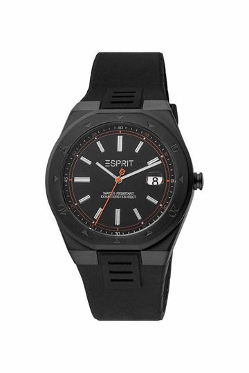 Esprit Mens 42 mm Black Dial Silicone Analog Watch - ES1G305P0085 - Kamal Watch Company