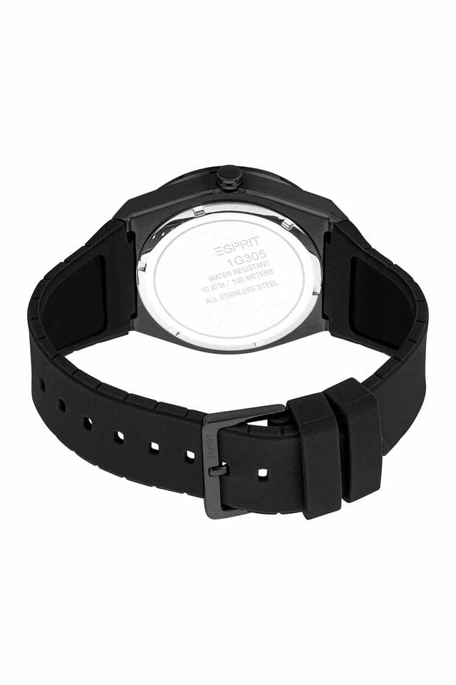 Esprit Mens 42 mm Black Dial Silicone Analog Watch - ES1G305P0085 - Kamal Watch Company