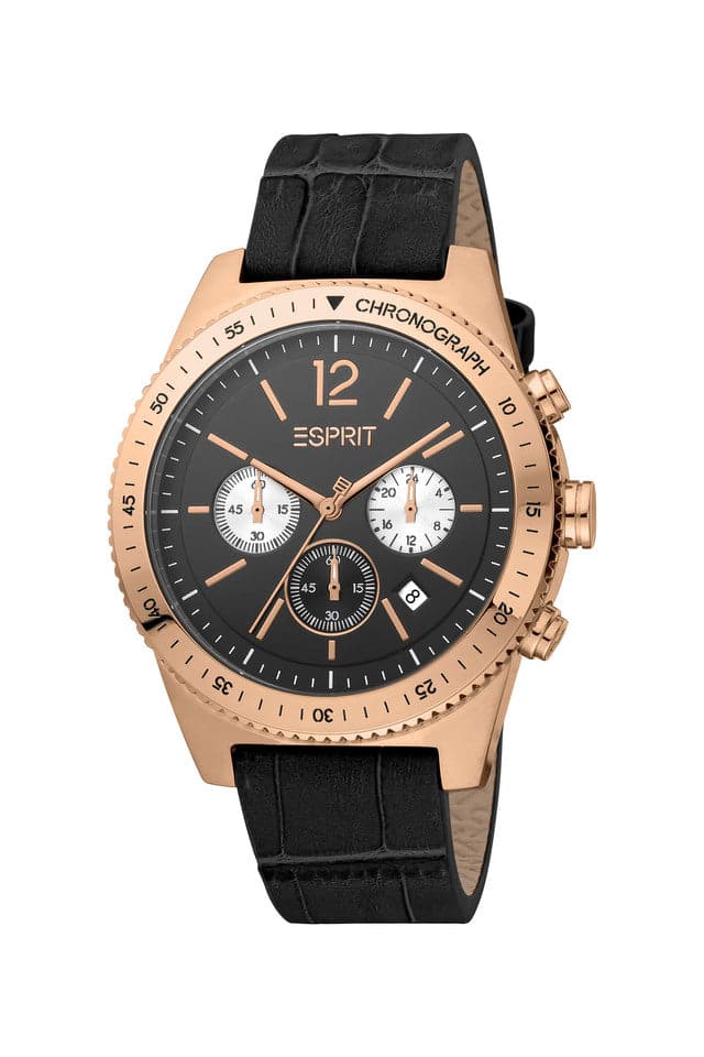 Esprit Mens 44 mm Black Dial Leather Analog Watch ES1G307L0045 - Kamal Watch Company