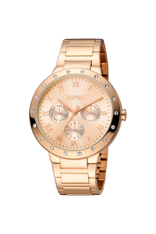 Esprit Womens 40 mm Rose Gold Dial Stainless Steel Analog Watch ES1L225M0065 - Kamal Watch Company