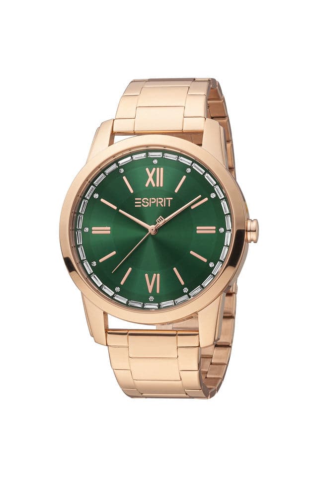 Esprit Womens 40 mm Dark Green Dial Stainless Steel Analog Watch ES1L325M0085 - Kamal Watch Company