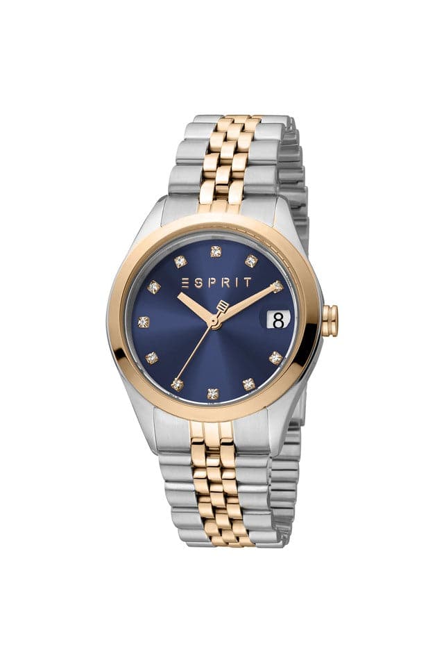 Esprit Womens 38 mm Dark Blue Dial Stainless Steel Analog Watch - ES1L394M1055 - Kamal Watch Company