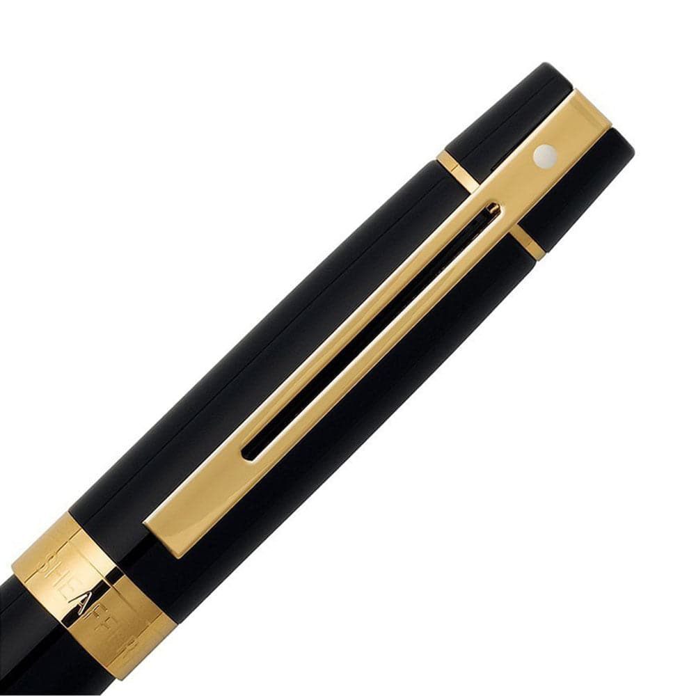 SHEAFFER GIFT 300  GLOSSY BLACK WITH GOLD TONE TRIM FOUNTAIN PEN – MEDIUM NIB 9325 FP - Kamal Watch Company