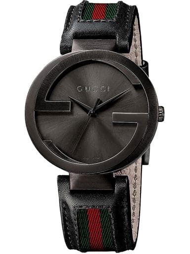 Gucci Interlocking G Black Dial Black Leather Men's Watch - Kamal Watch Company
