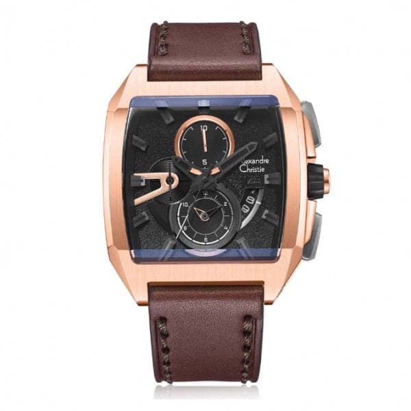 Alexandre Christie Alexandre Christie Men's Watch - Black Rosegold - Leather Strap - 6617 MCLBRBA - Kamal Watch Company